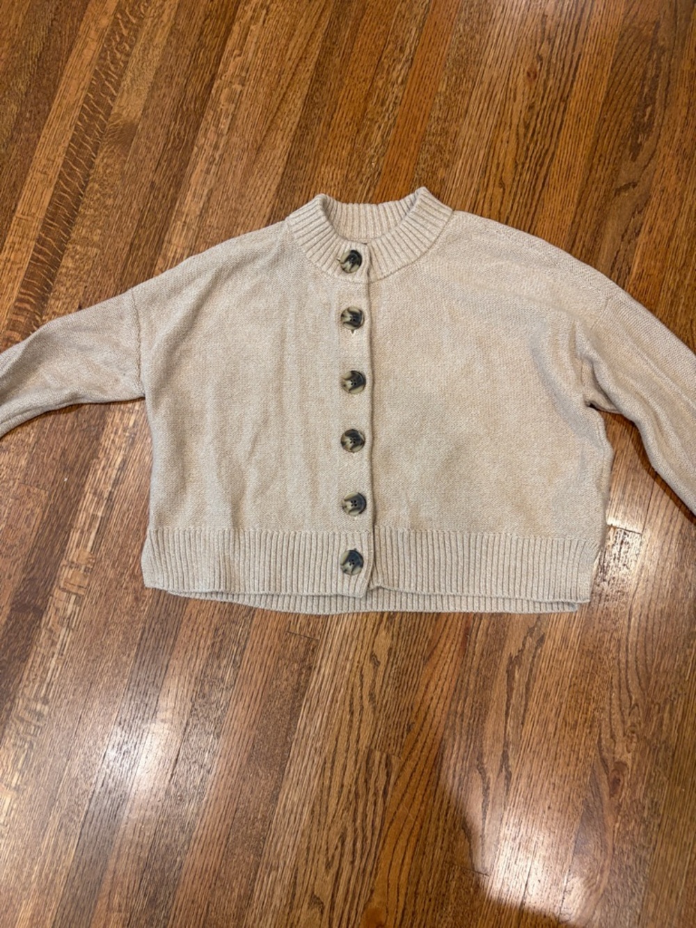 Quince Organic Cotton Cropped Button-Front Cardigan